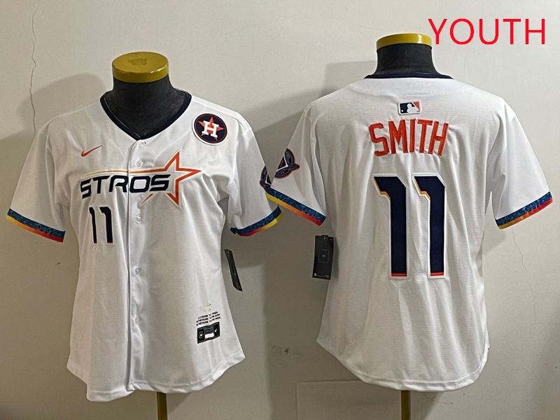 Youth Houston Astros #11 Smith White Fourth generation Joint Name 2025 Nike MLB Jersey style 4->youth mlb jersey->Youth Jersey